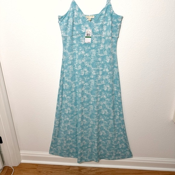 Michael Kors Floral V-Neck Spaghetti Straps Maxi Knit Dress blue size L NWT - Picture 7 of 12